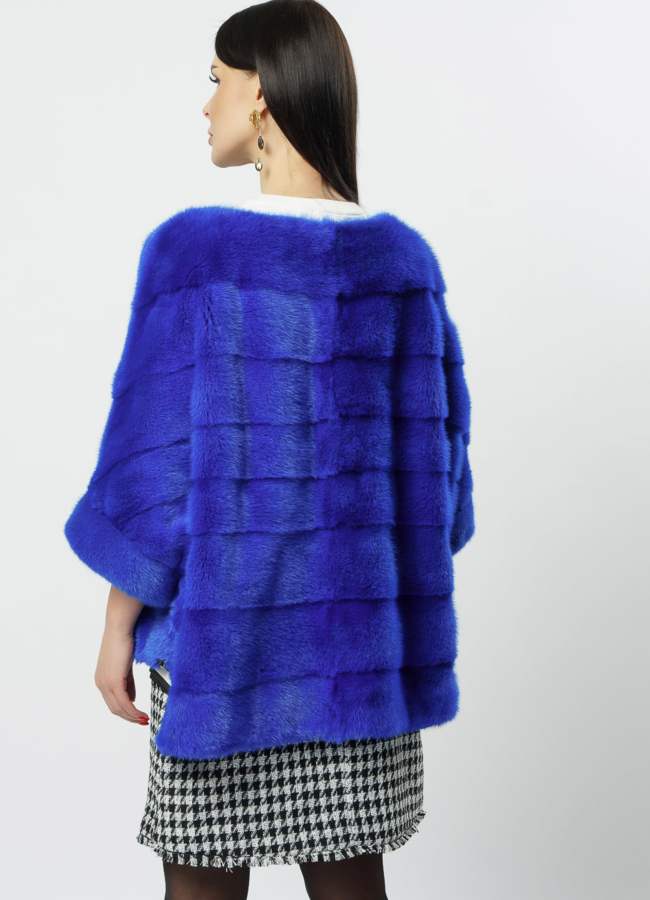 Куртка из норки синего цвета на молнии модель № S-1112 в кредит