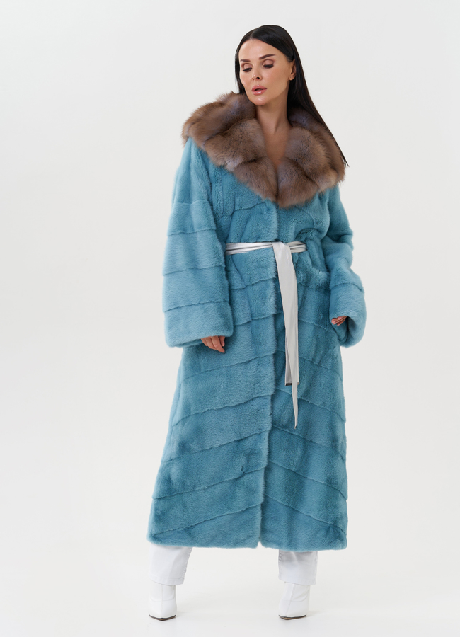 Женская норковая шуба с капюшоном из куницы модель № 27567 универмаг малина