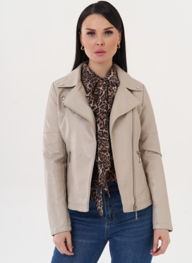 Куртка из эко кожи с отложным воротником