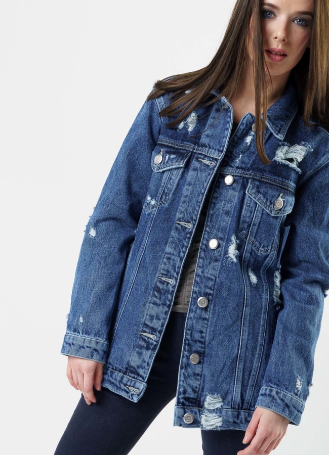 Куртка джинсовая  модель № 376 меха малина