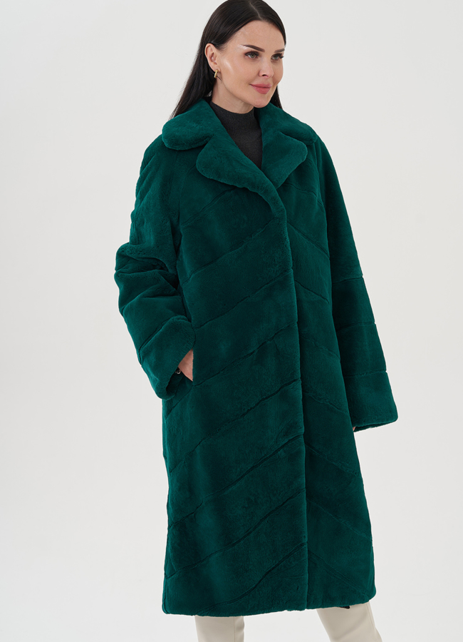 Шуба из кролика в зеленом цвете модель № 24799 универмаг малина