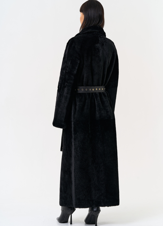 Женская натуральная дубленка с двойным поясом модель № 31612 в кредит Женская натуральная дубленка с двойным поясом модель № 31612 в кредит