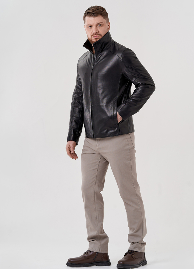 фото Мужская кожаная куртка  модель № 24404