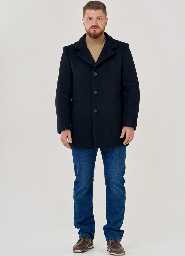 Утепленное мужское пальто в черном цвете модель № 23214 в кредит