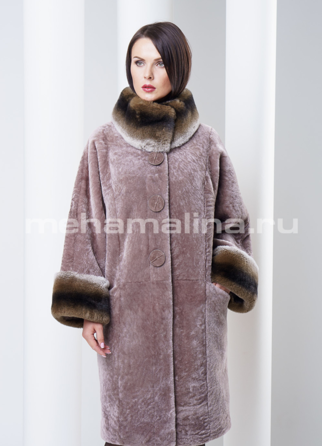 Шуба из мутона с оформлением rex модель № S-288 в рассрочку