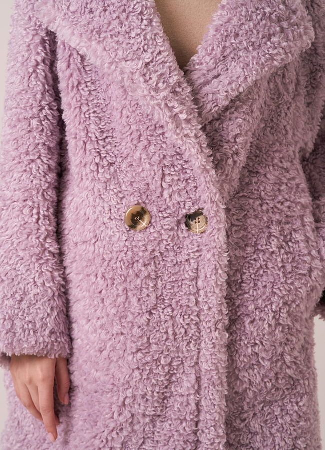 Пальто из эко шерсти прямого силуэта на пуговицах модель № 211 в рассрочку