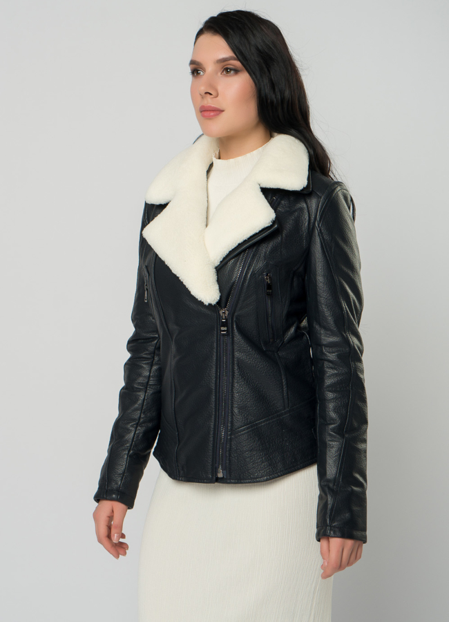 Куртка из натуральной кожи с мехом модель № 62294 универмаг малина