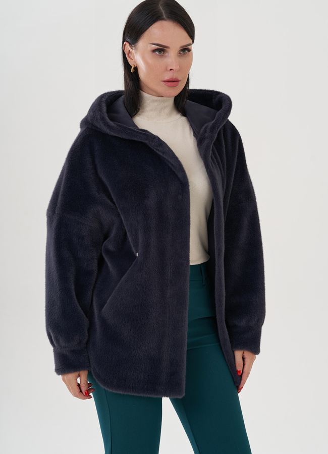 Женское полупальто с капюшоном  модель № 24724 в рассрочку