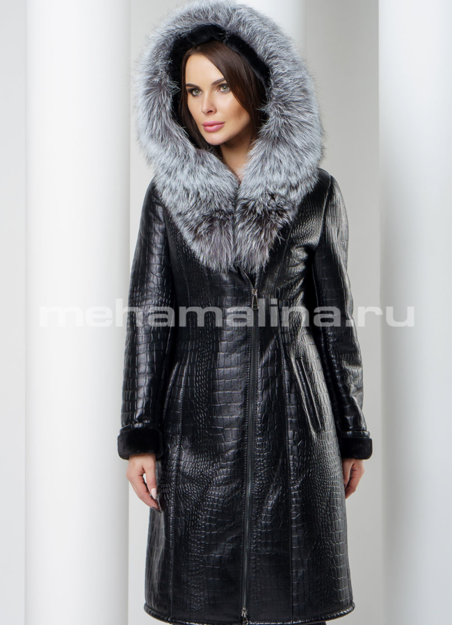 фото Дубленка с натуральной чернобуркой модель № D-182/1