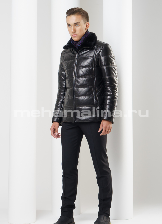 Пуховик черного цвета модель № ПМ-68 в рассрочку