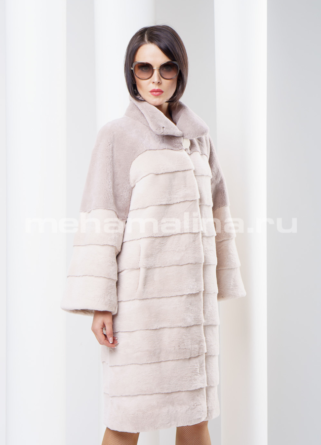 Шуба из кролика Рекс светлая модель № S-268 в кредит