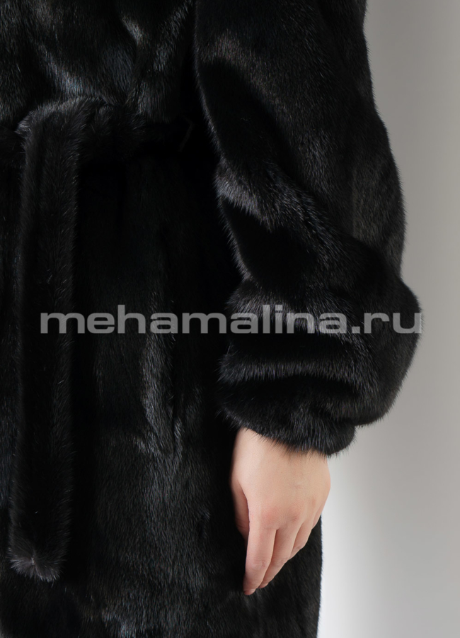 Черная норковая шуба с капюшоном модель № 3007 универмаг малина