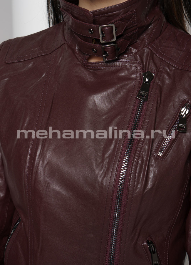 Кожаная куртка в бордовом цвете модель № 10637 универмаг малина