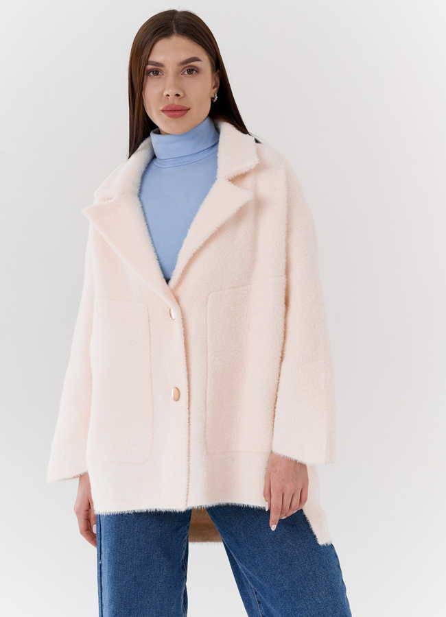 Женский кардиган на пуговицах модель № 22497 меха малина