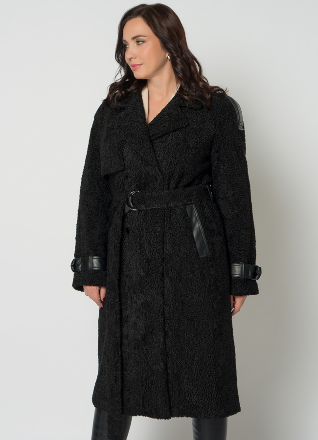 Утепленное пальто из искусственного меха модель № 21498 в кредит