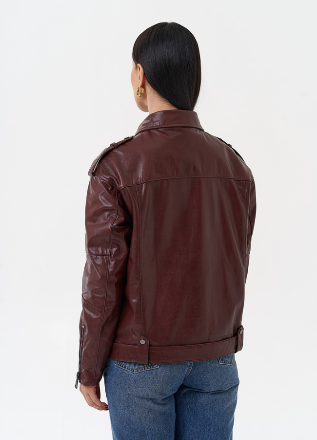 Женская косуха бордового цвета модель № 77877 в рассрочку Женская косуха бордового цвета модель № 77877 в рассрочку