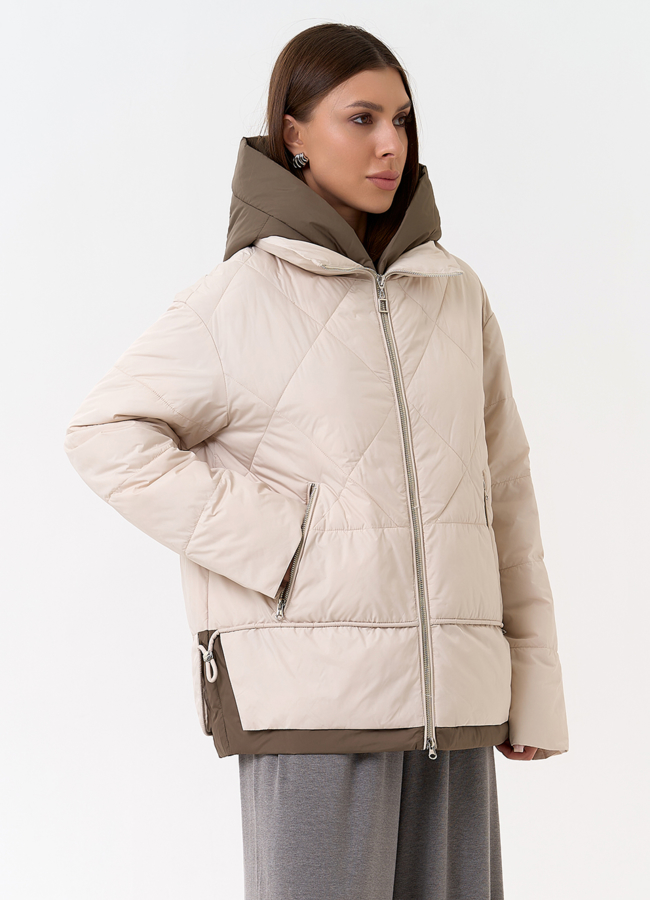 Женская куртка с контрастным капюшоном модель № 31393 в кредит