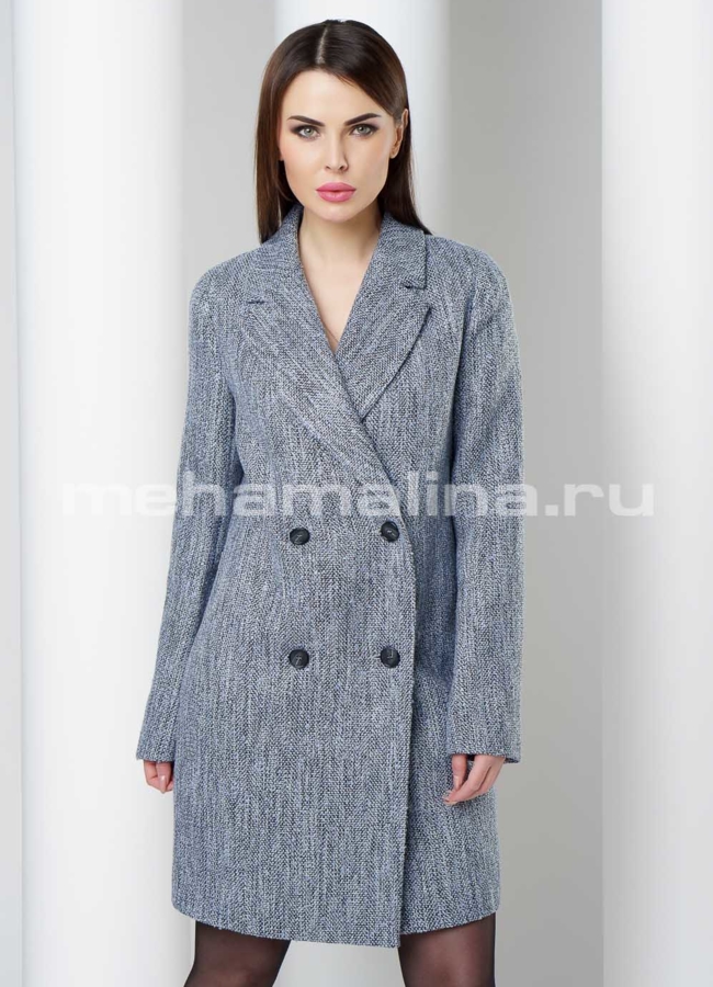 Двубортное пальто модель № BP-158 меха малина