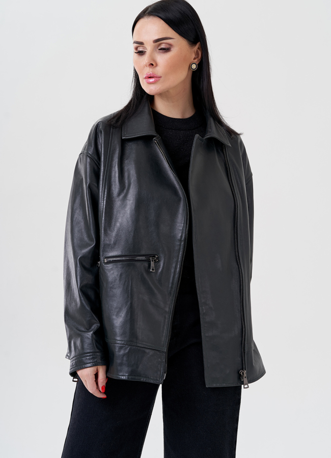 Женская куртка-косуха оверсайз  модель № 24120 в кредит