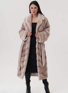 Шуба из норки с английским воротником 