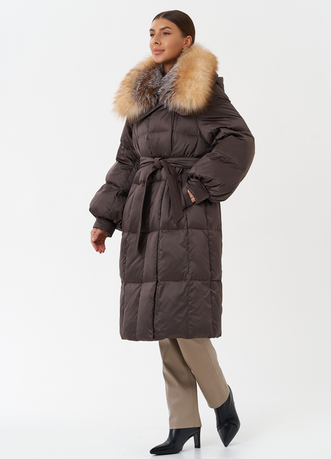 Пуховик с мехом лисы модель № 28853 в кредит