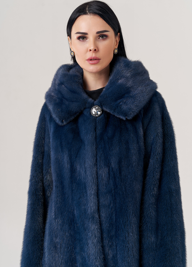 Женская норковая шуба с капюшоном  модель № 23784 универмаг малина