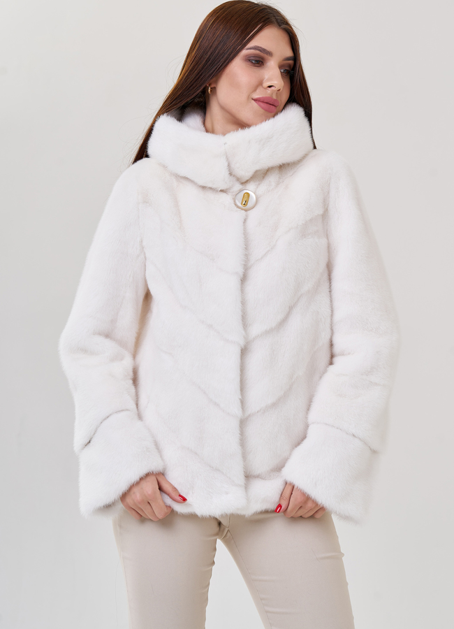 Куртка из норки в белом цвете модель № 79057 универмаг малина