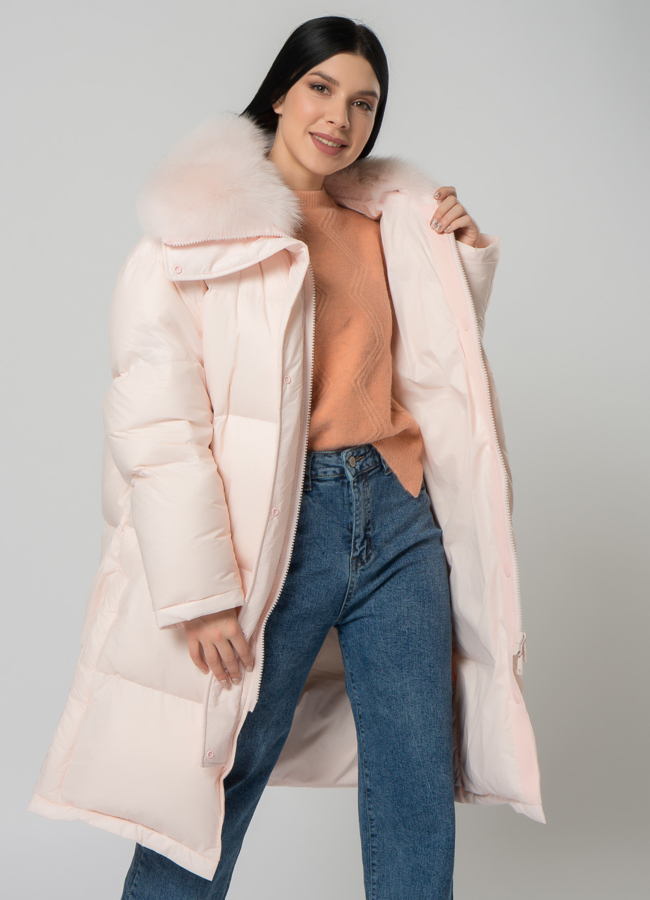 Пуховик женский с меховой отделкой  модель № 22166 в кредит