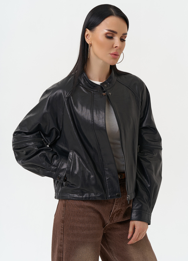 Кожаная куртка женская модель № 29910 универмаг малина