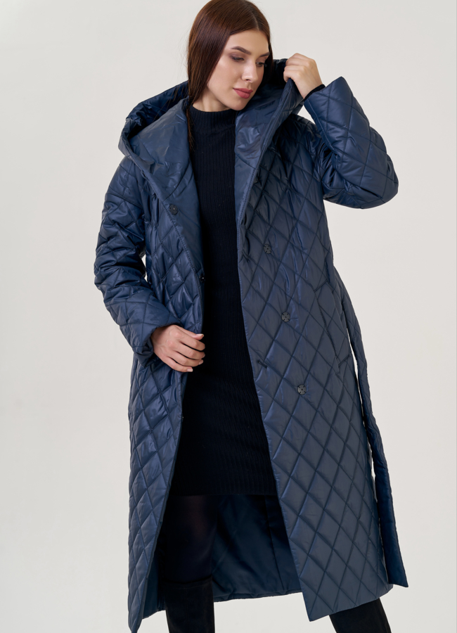 Женское утепленное пальто с капюшоном  модель № 23276 в кредит