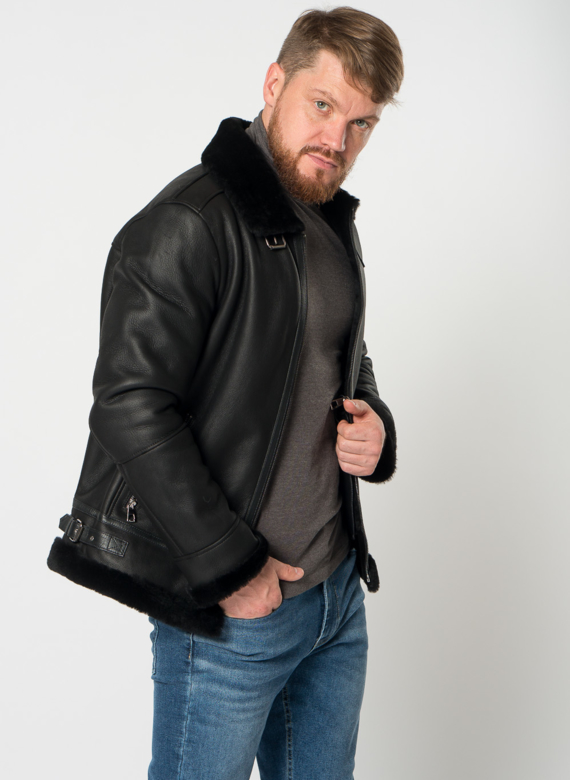 Дубленка пилот мужская на молнии 