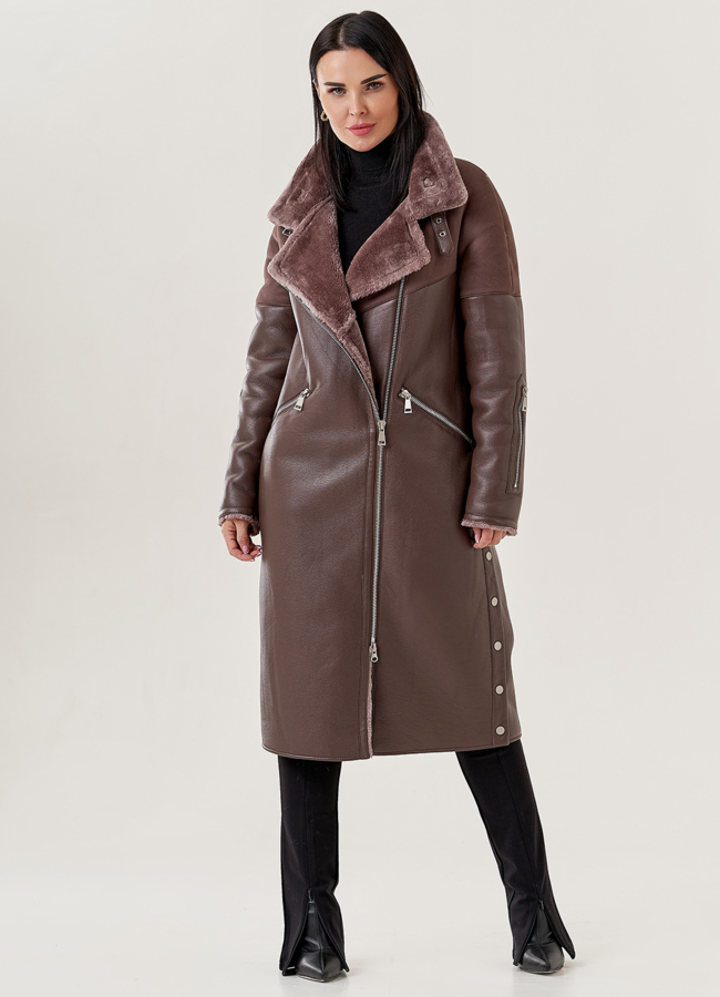 фото Женская дубленка из искусственной кожи  модель № 79496