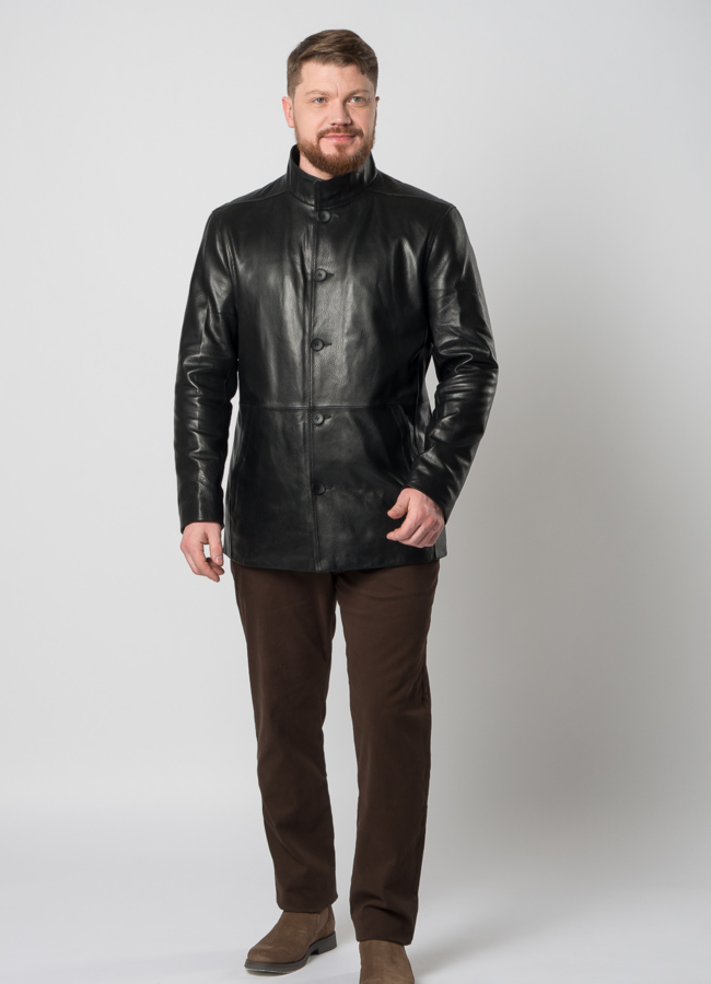фото Куртка кожаная на пуговицах модель № W8017