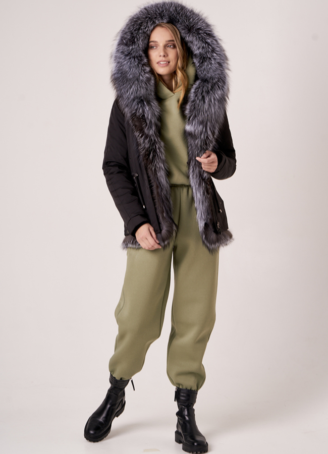 Укороченная парка с чернобуркой модель № 19096 универмаг малина