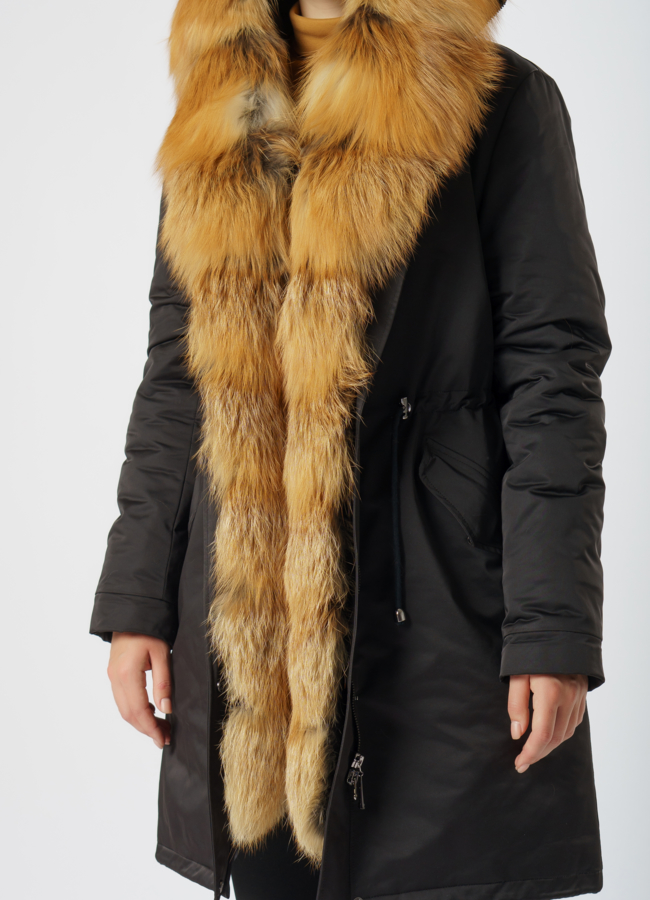 Парка с меховой отделкой из лисы модель № 21798 универмаг малина