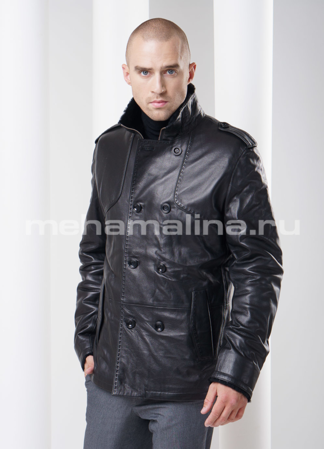 Кожаная дубленка, двубортная модель № DM-70 в кредит