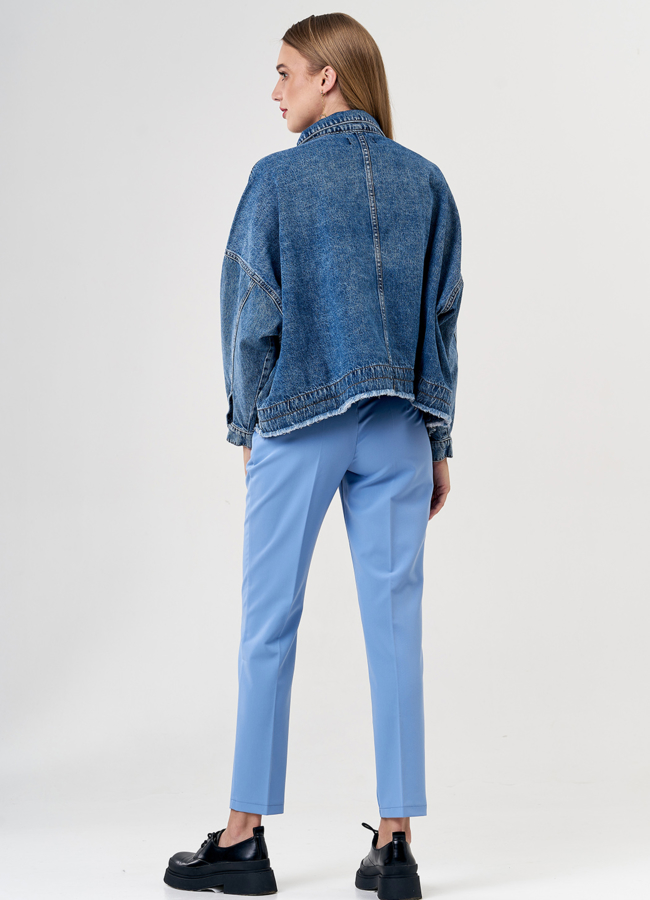 Джинсовая куртка синего цвета модель № 21245 в кредит