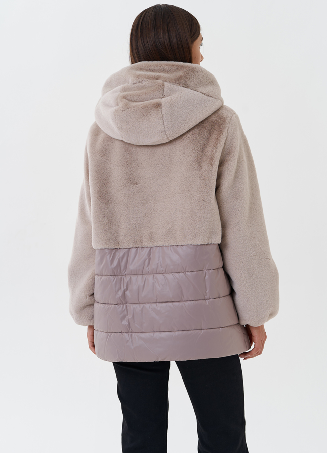 Комбинированный пуховик с капюшоном модель № 27653 универмаг малина