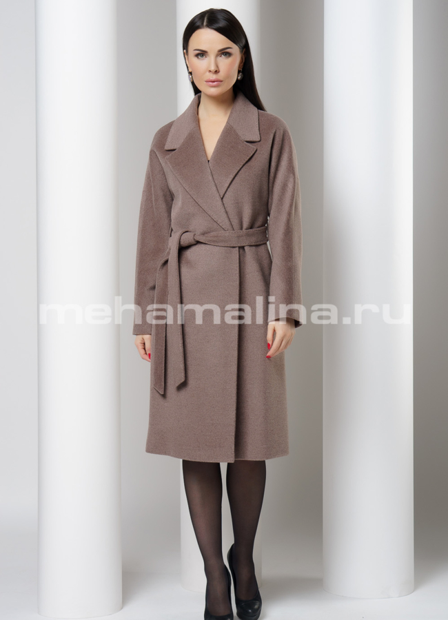 Пальто в цвете капучино, с английским воротником модель № 2567 в кредит