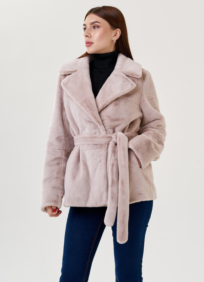 Женская куртка из искусственного меха с английским воротником  модель № 23538 универмаг малина