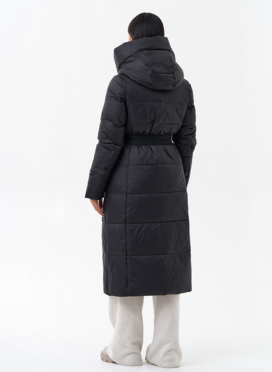 Длинный женский пуховик с капюшоном