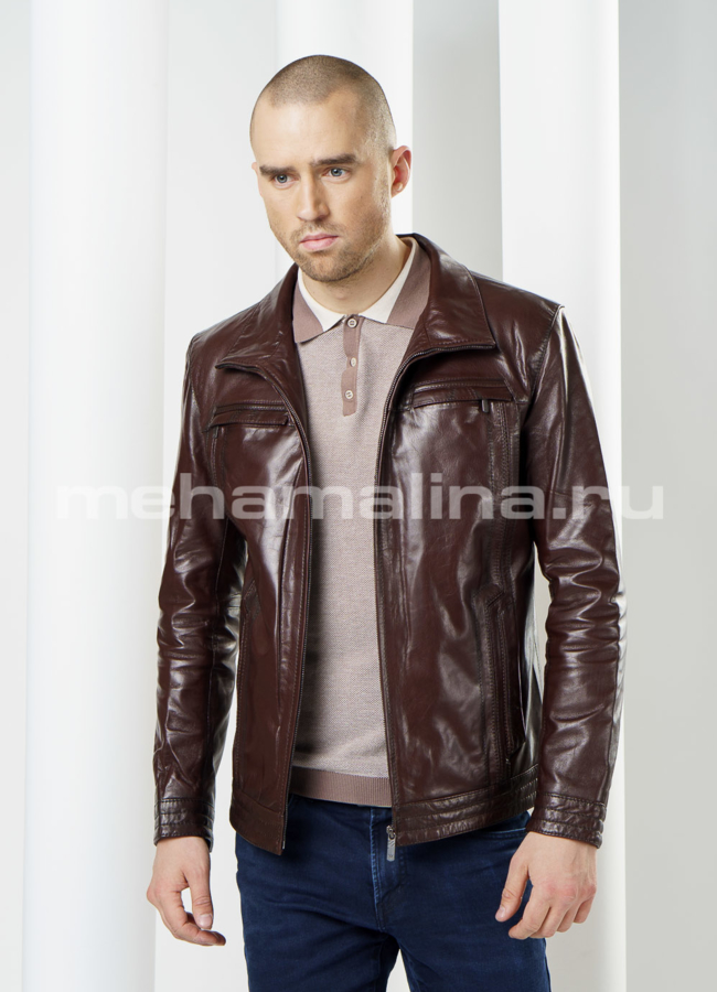 Куртка кожаная, на молнии модель № KP-94 универмаг малина