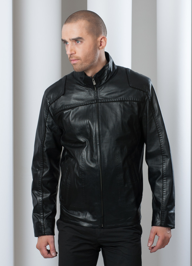 Кожаная куртка Punto модель № KP-22 меха малина