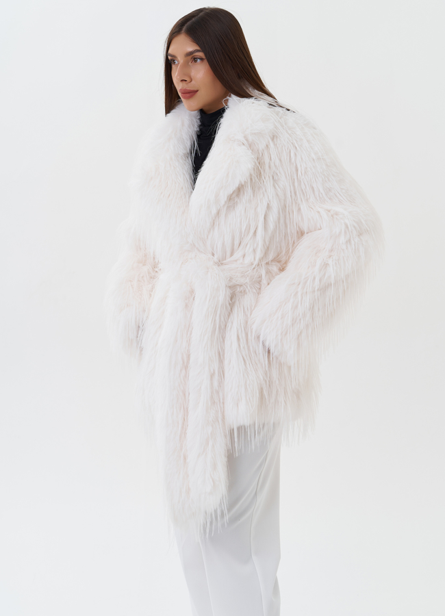 Укороченная шуба из эко страуса модель № 26943 в рассрочку