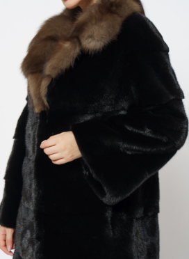 Шуба из норки с английским воротником
