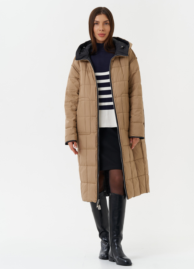 Двухсторонний пуховик с капюшоном модель № 27876 универмаг малина