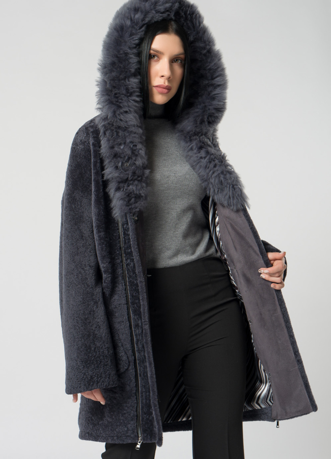 Куртка из мутона оверсайз модель № 1507 универмаг малина