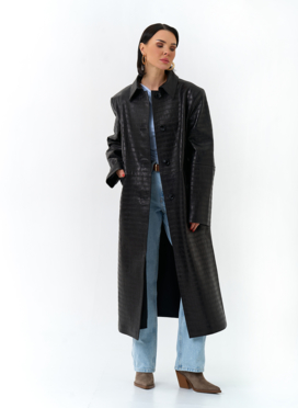 Женский плащ из натуральной кожи 