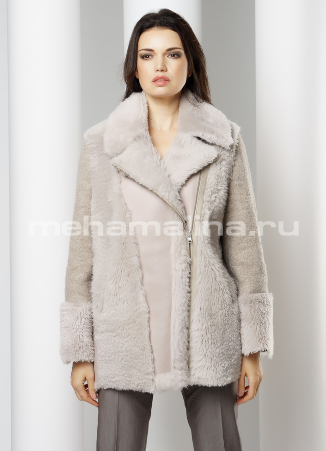 Укороченная дубленка модель № D-213 универмаг малина