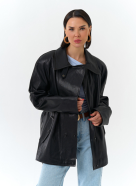 Женская куртка из натуральной кожи  с поясом